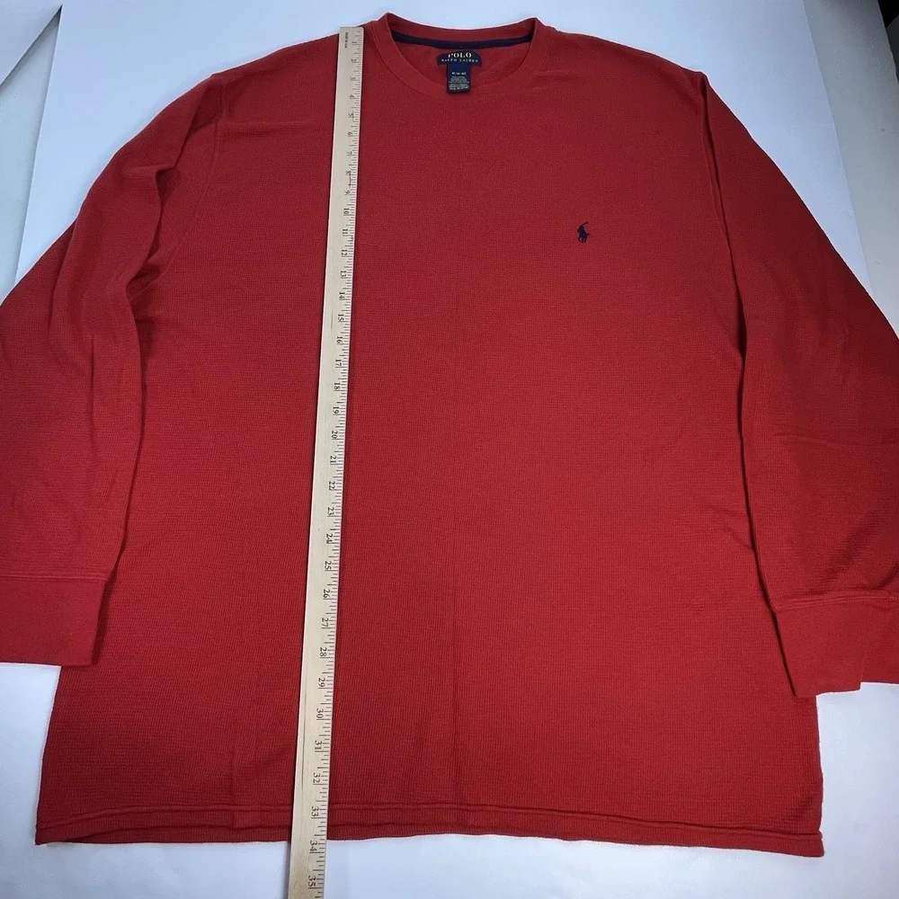 Polo Ralph Lauren Shirt Mens 4XL Waffle Knit Thermal Long Sleeve Pony Logo Red